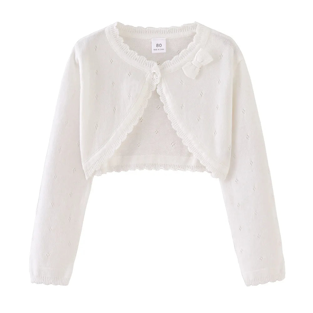 0-10yrs White Girls Cardigans Sweater Jacket Kids Girl Coat for 1 2 3 4 5 6 Years Old Outcoat Shawl Girls Clothing