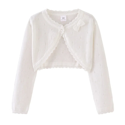 0-10yrs White Girls Cardigans Sweater Jacket Kids Girl Coat for 1 2 3 4 5 6 Years Old Outcoat Shawl Girls Clothing