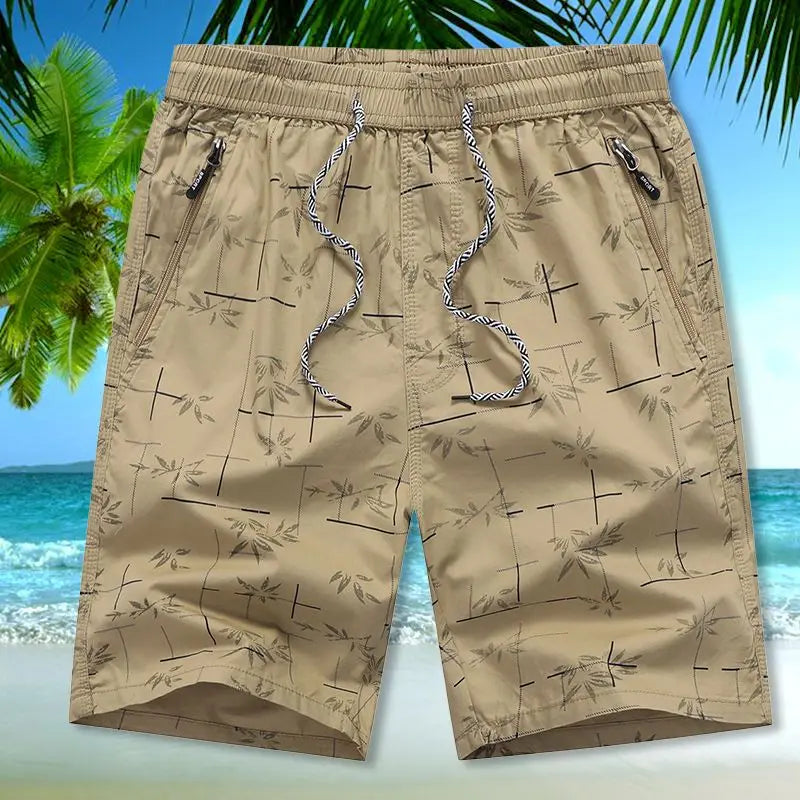Summer Men Home Casual Wear Loose Cotton Thin Beach Five-point Pants