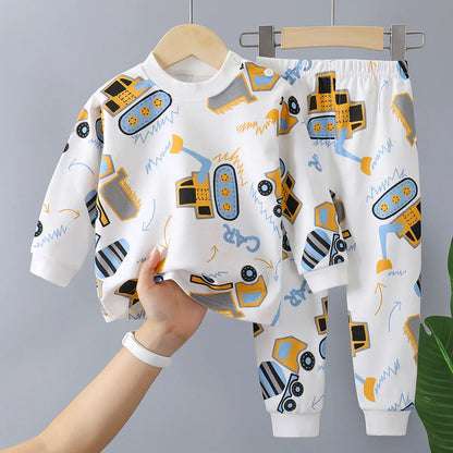 New Kids Boys Girls Pure Cotton Pajamas Cute Cartoon Long Sleeve Pyjamas Toddler Baby Autumn Sleepwear Children's Clothing Sets
