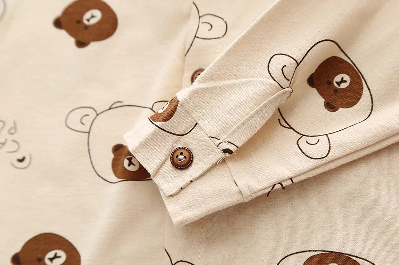 Baby Boys Fashion Clothing Set Autumn Spring New Full Print Cartoon Bear Long Sleeve Shirt+Jeans 2Pcs For 1-5Y Kids Casual Suit