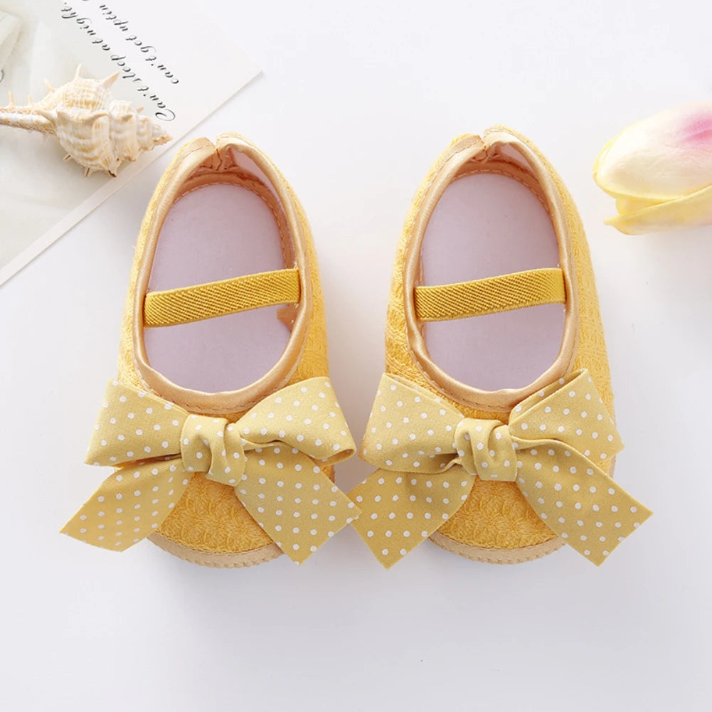 Baby Girls  Flats with  Infant Non-Slip Soft Sole Cute Bowknot Shoes Newborn Princess Wedding Shoes Toddler First Walkers 0-12M