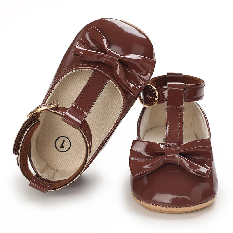 Girls' Princess Shoes Red Shoes Butterfly Bow Shiny Surface Walking Shoes Ladies' Baby Shoes Baby Shoes For Going Out Low