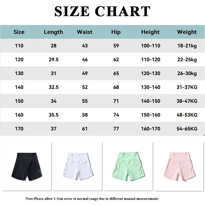Girls Dancing Shorts Yoga Pants Summer High-elastic Sports Shorts for Kids High-waisted Slim-fit Children's Tight Capris Shorts