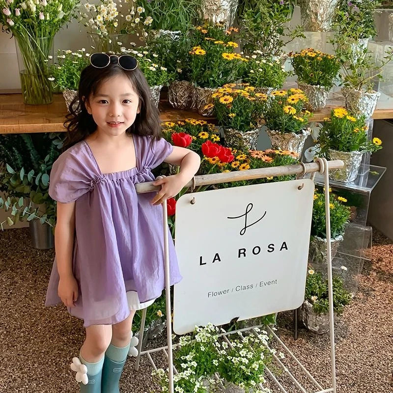 Girls Blouse 2026 New Summer Korean Style Kids Loose Short Sleeve Shirt Stylish Casual Top for Children
