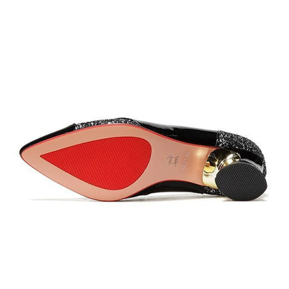 Women'S 4cm High Heels Elegant Fashion Red Pointed Toe Dress Office Shoes Wedding Bridal Loafers Party Shoes
