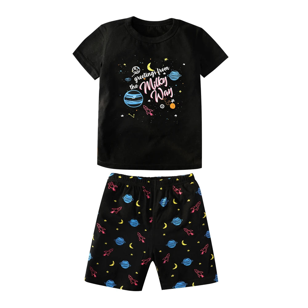 Girls Cool Panda Home Clothes Kids Cartoon Priting Pajamas Children Monster Dinosaur Sleepwear Unicorn Pijama For 2-12 Years