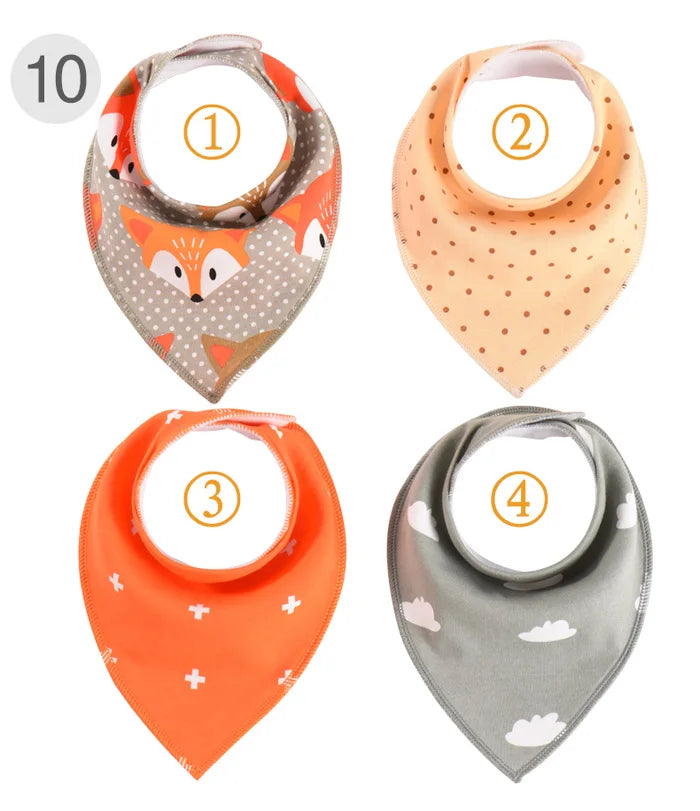 4 Pieces New Baby Bibs For Boy&Girl Burp Cloths Bandana Bibs Baby Bandana Infant Waterproof Dribble Bib Towels