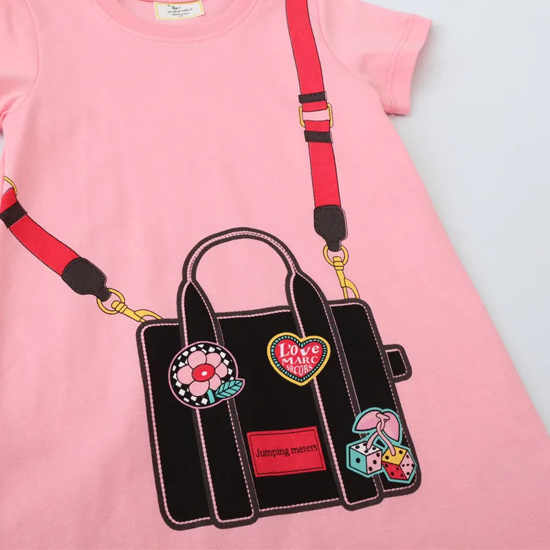 Bag Printed Sleeveless Dress for Girls 2-7T Toddler Party Frock Children's Lovely Baby Dresses Kids Wear