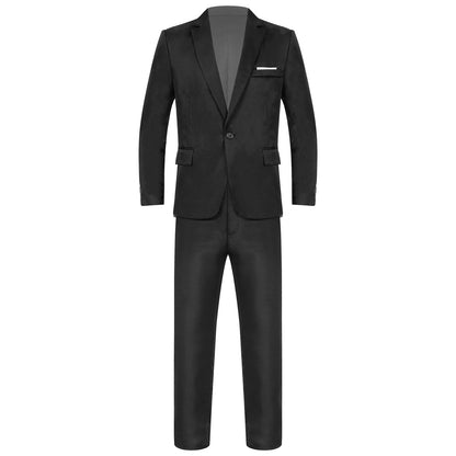 Men Gentleman Suit 2Pcs Formal Uniform Long Sleeve Lapel Blazer Jacket with Pants Office Meetings Business Wedding Party Outfits