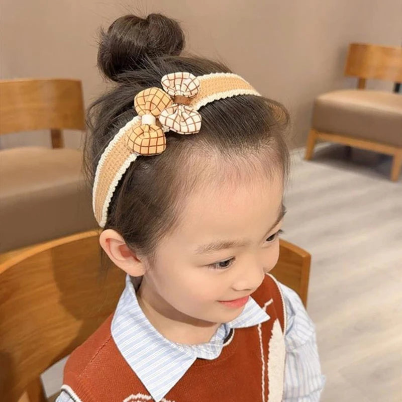 New Baby Girl Hair Hoops Sweet Flower Princess Bangs Stickers Headband Fabric Hairpins Kids Hair Accessories Children Headdress