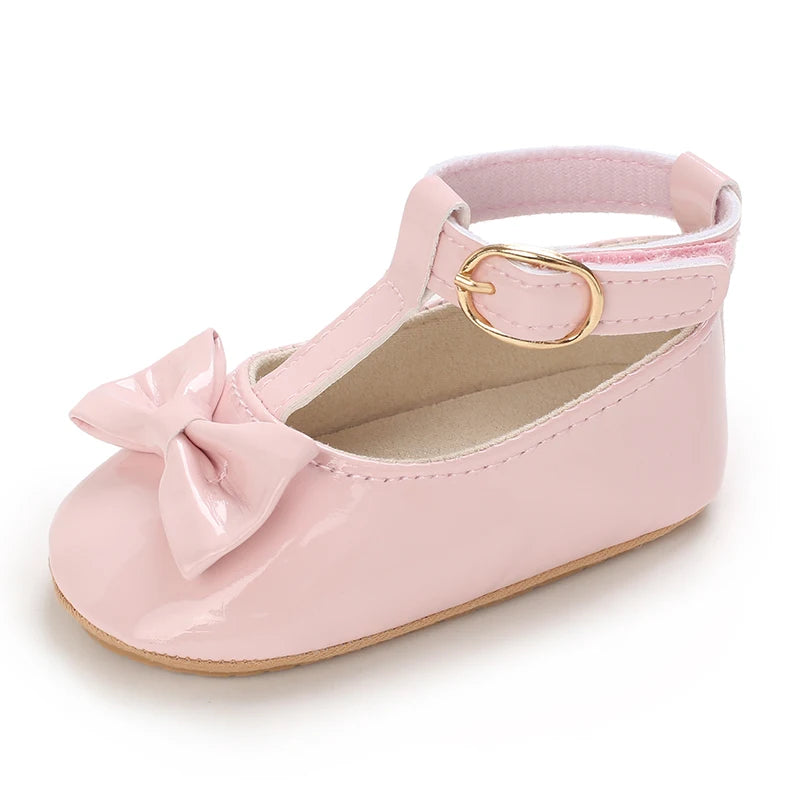 Girls' Princess Shoes Red Shoes Butterfly Bow Shiny Surface Walking Shoes Ladies' Baby Shoes Baby Shoes For Going Out Low