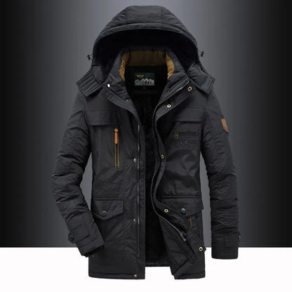 Men's tactical coat jacket knee length durable windproof autumn and winter casual daily wear trendy and versatile men's coat