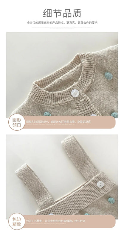 Newborn Baby Girl Clothing Set Spring Autumn Yarn Ball Cardigan Tops+romper Toddler Baby Girl Knitting Clothes Bebe Outfit Set