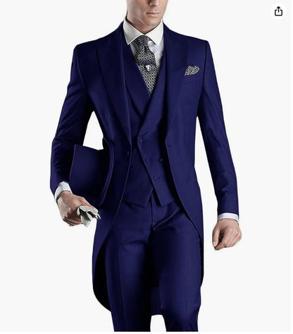 Custom Made Tailcoat Men Suit Classic White Groom Tuxedos Blazer Men Wedding Dinner Party Suits Bridegroom (Jacket+ Pant+Vest)