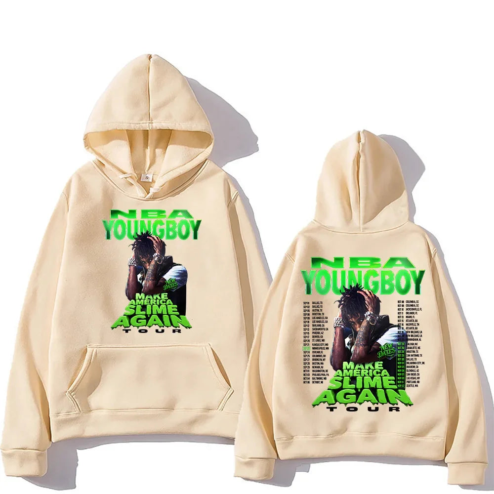 "YoungBoy Never Broke Again Tour 2026" says singing handprint hoodie street fashion hoodie men's hip-hop high-quality hoodie