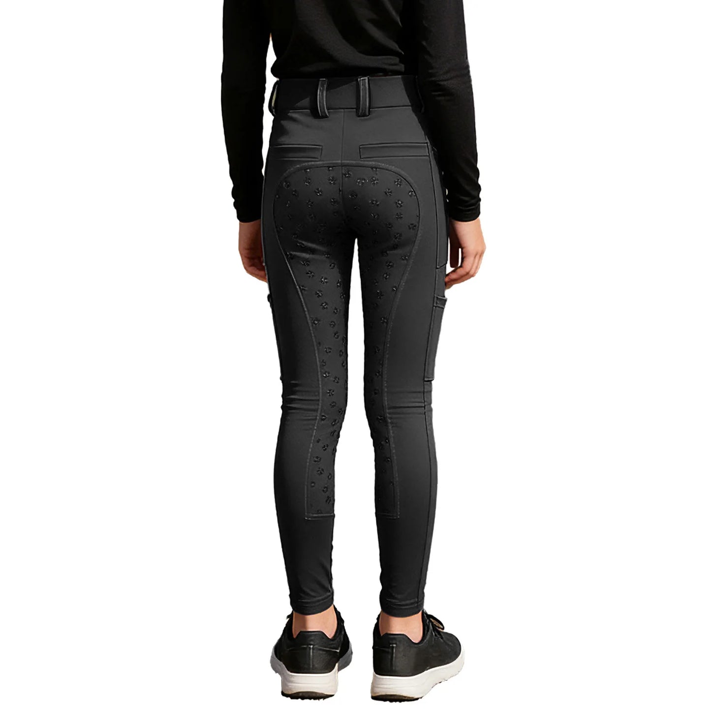 Girls Boys Riding Pants Golf Workout Clothes Sportswear Anti-slip Full Seat Equestrian Breeches Leggings with Multiple Pockets