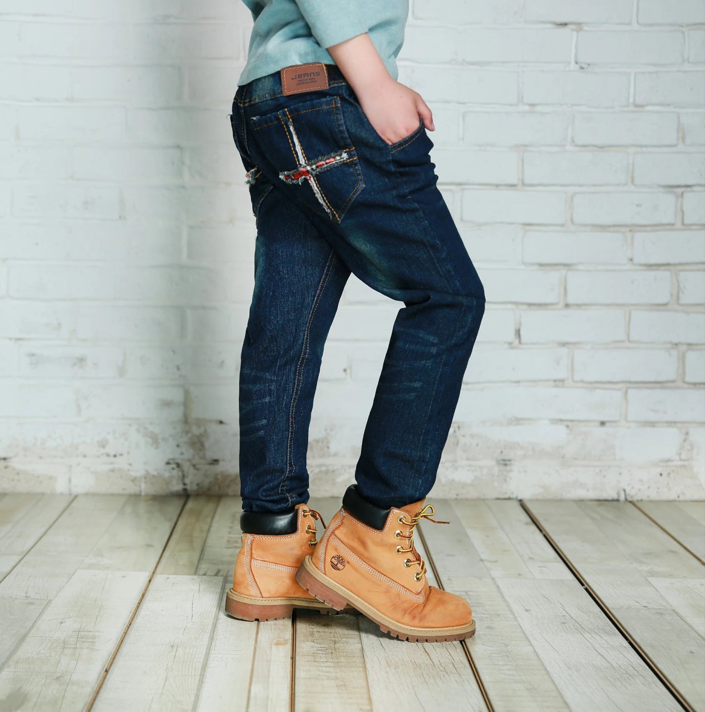 IENENS Teen Boy Clothes Straight Slim Casual Jeans For 4-10 Years Old Spring Fall Kids Denim Pants