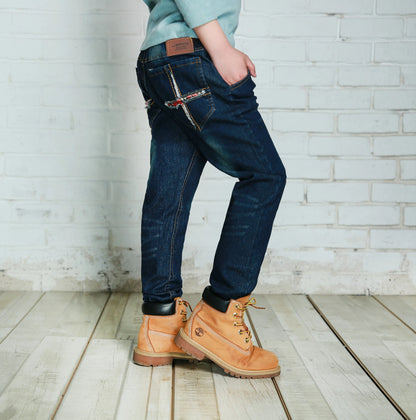 IENENS Teen Boy Clothes Straight Slim Casual Jeans For 4-10 Years Old Spring Fall Kids Denim Pants