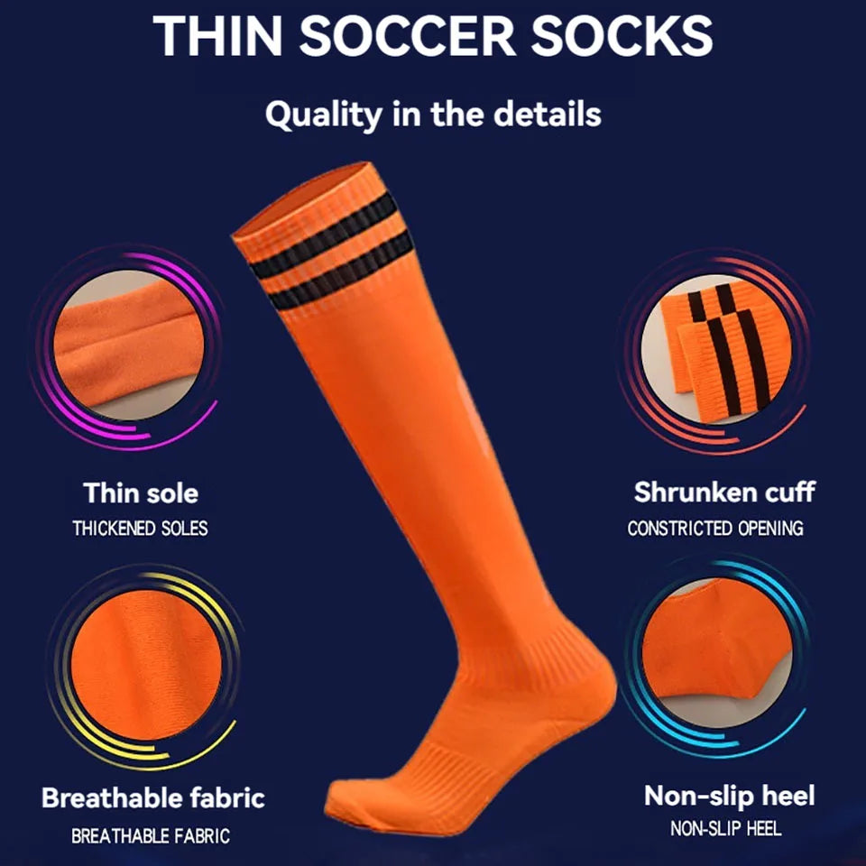 Loogdeel Kids Youth Adult Soccer Socks Stripe Knee High Softball Baseball Sports Socks Breathable Football Socks for Men Women