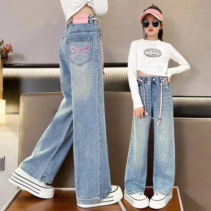 Sweatpants Teenage Jeans Autumn Fashion Casual Streetwear Spring Fairy Children's Clothing Girls Pants Kids Clothes Wide Leg
