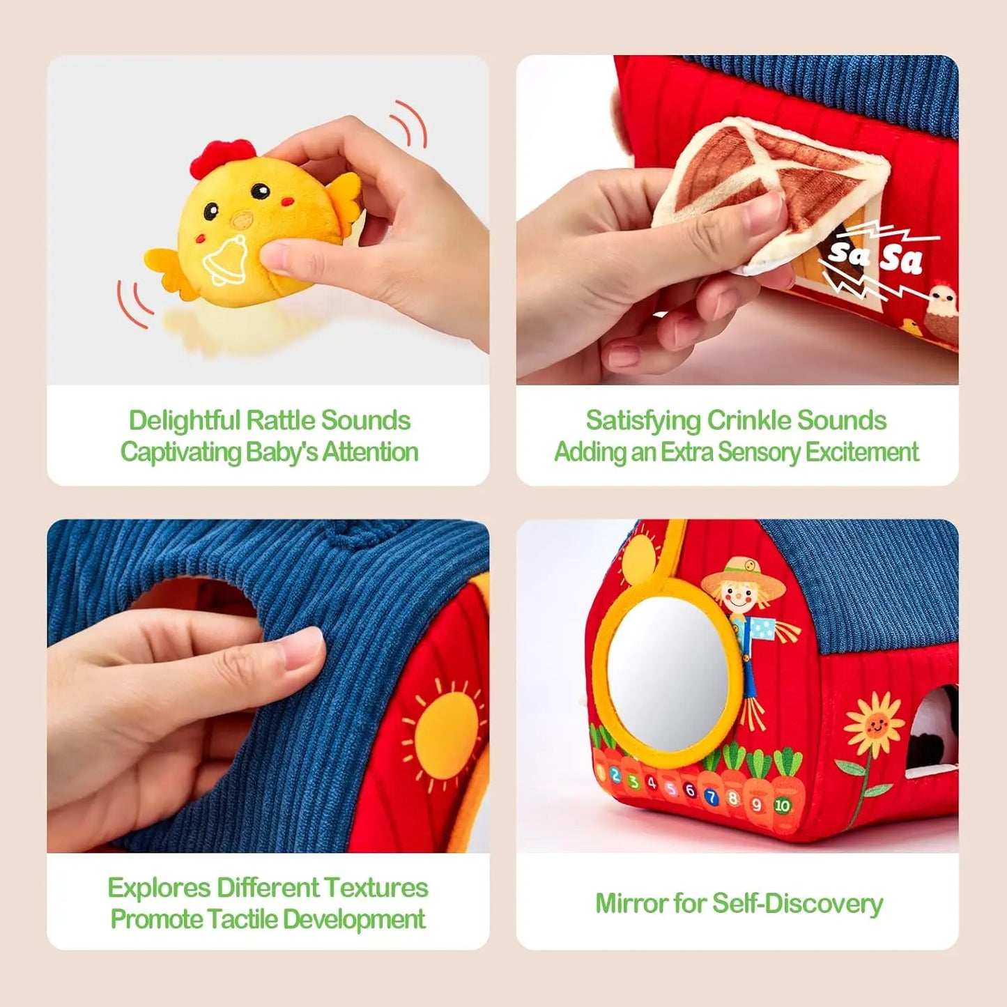 Surprise Barn Stuffed Farm Animals Toys For Baby 6-12 Months Montessori Toys Sensory Balls Toddlers Christmas Stocking Gift
