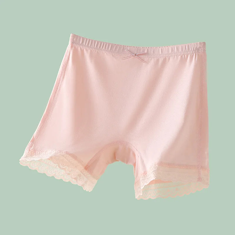 Girls Anti-Embarrassment Safety Shorts Kids Lace Trim Seamless Boyshorts Cotton Trim Underwear for Kids