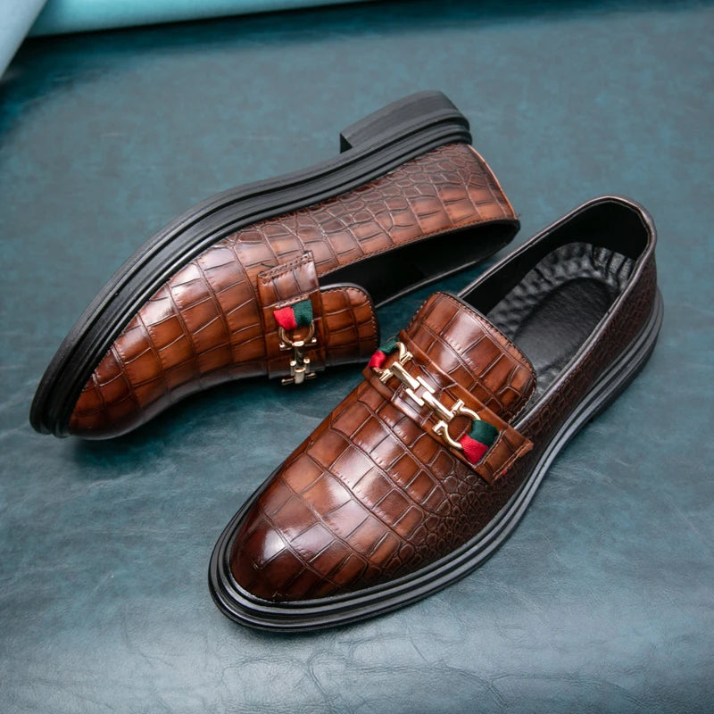 Men's Dress Shoes Formal Designer Comfortable Embossed Leather Luxury Wedding Italian Male Casual Business Shoes for Men Loafers
