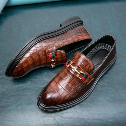 Men's Dress Shoes Formal Designer Comfortable Embossed Leather Luxury Wedding Italian Male Casual Business Shoes for Men Loafers