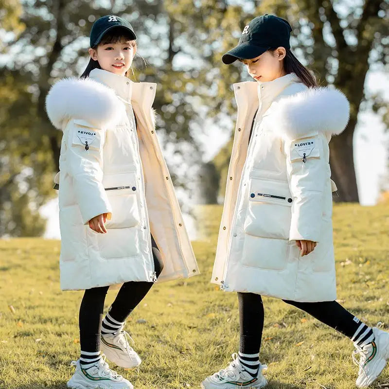 OLEKID 2025 Winter Girls Down Jacket Coat Hooded Thick Warm Teenage Girl Outerwear Coat 5-14 Years Kids Girl Down Jacket Outfit