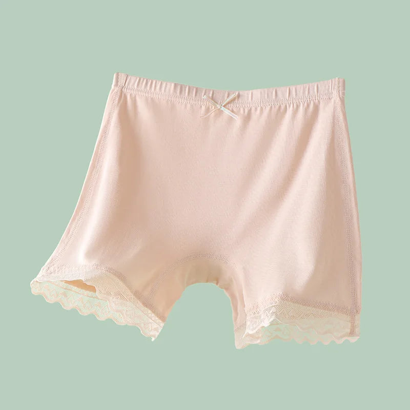 Girls Anti-Embarrassment Safety Shorts Kids Lace Trim Seamless Boyshorts Cotton Trim Underwear for Kids