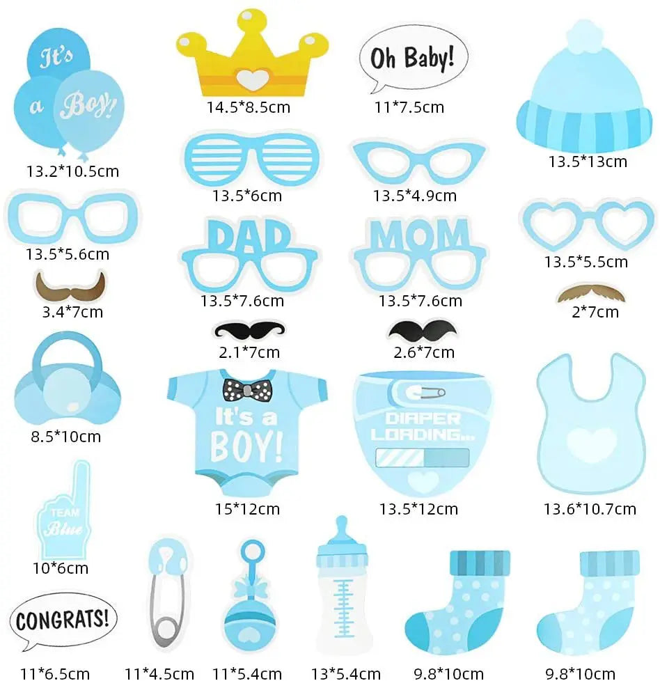 Baby Photo Booth Props Gender Reveal Party Boy or Girl Shower Birthday Party