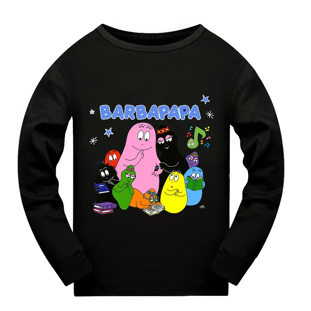 Girl Pajamas Suit Children Barbapapa T-shirts Pants Set Girls Barbamama Cotton Clothes Kids Cartoon Sleepwear As Gift