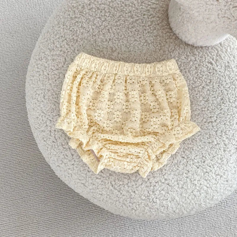 Baby Girls Suit Autumn Clothes Newborn Jacquard Knitted Bloomers Outfit Set Long Sleeve Tops+Shorts 2PC 0-3T