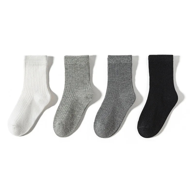 4 Pairs a Lot Spring Kids Knee-high Socks Cute Solid Color Girls Socks 12 Colors Children Versatile In Tube Socks