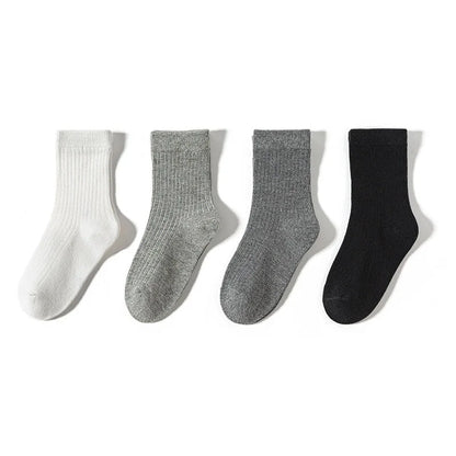 4 Pairs a Lot Spring Kids Knee-high Socks Cute Solid Color Girls Socks 12 Colors Children Versatile In Tube Socks