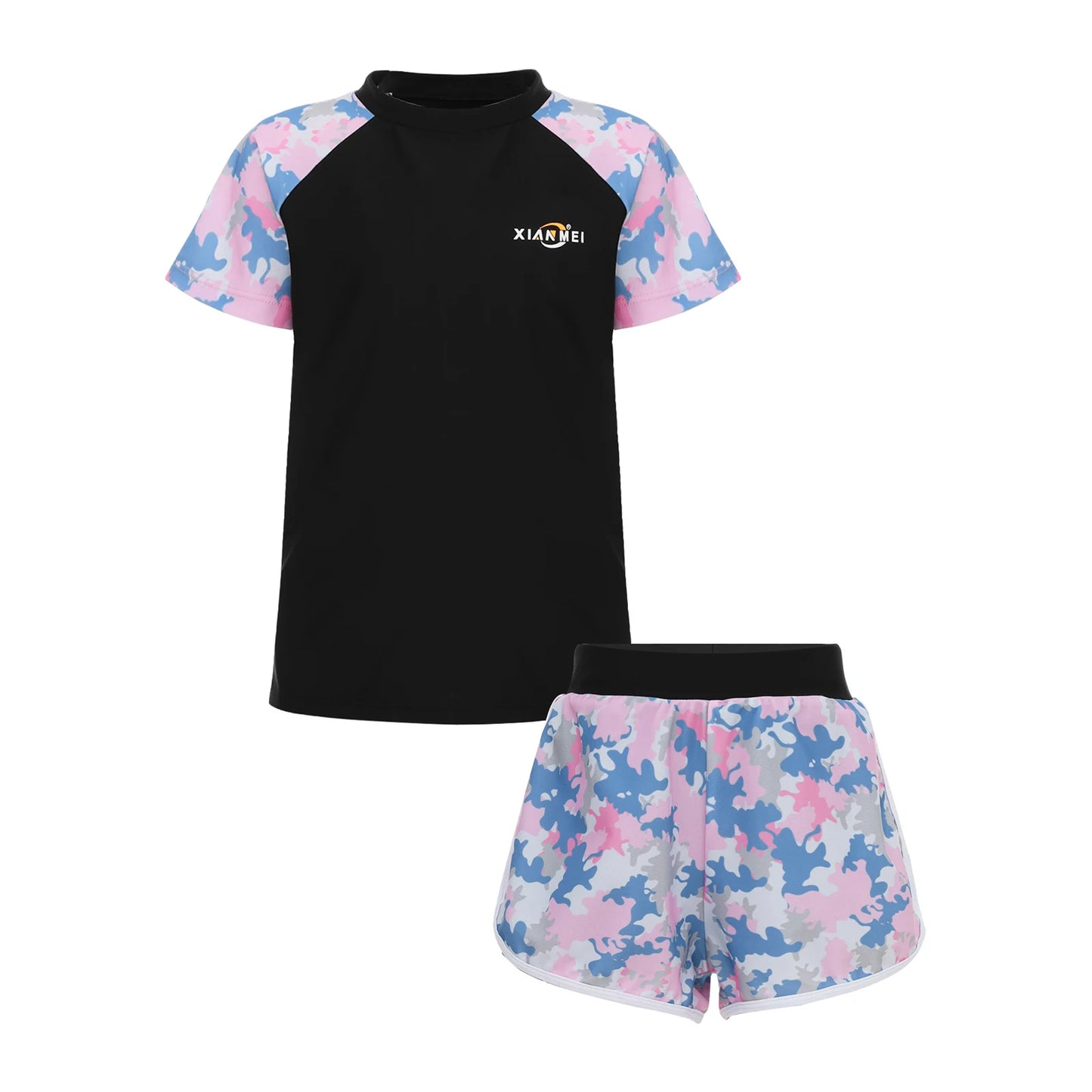 Girls 3-Piece UV Swimsuit Sun Protective Long Sleeve Rash Guard Swimwear Quickly Dry Swimming Shirt Top+Shorts+Pants Outfits