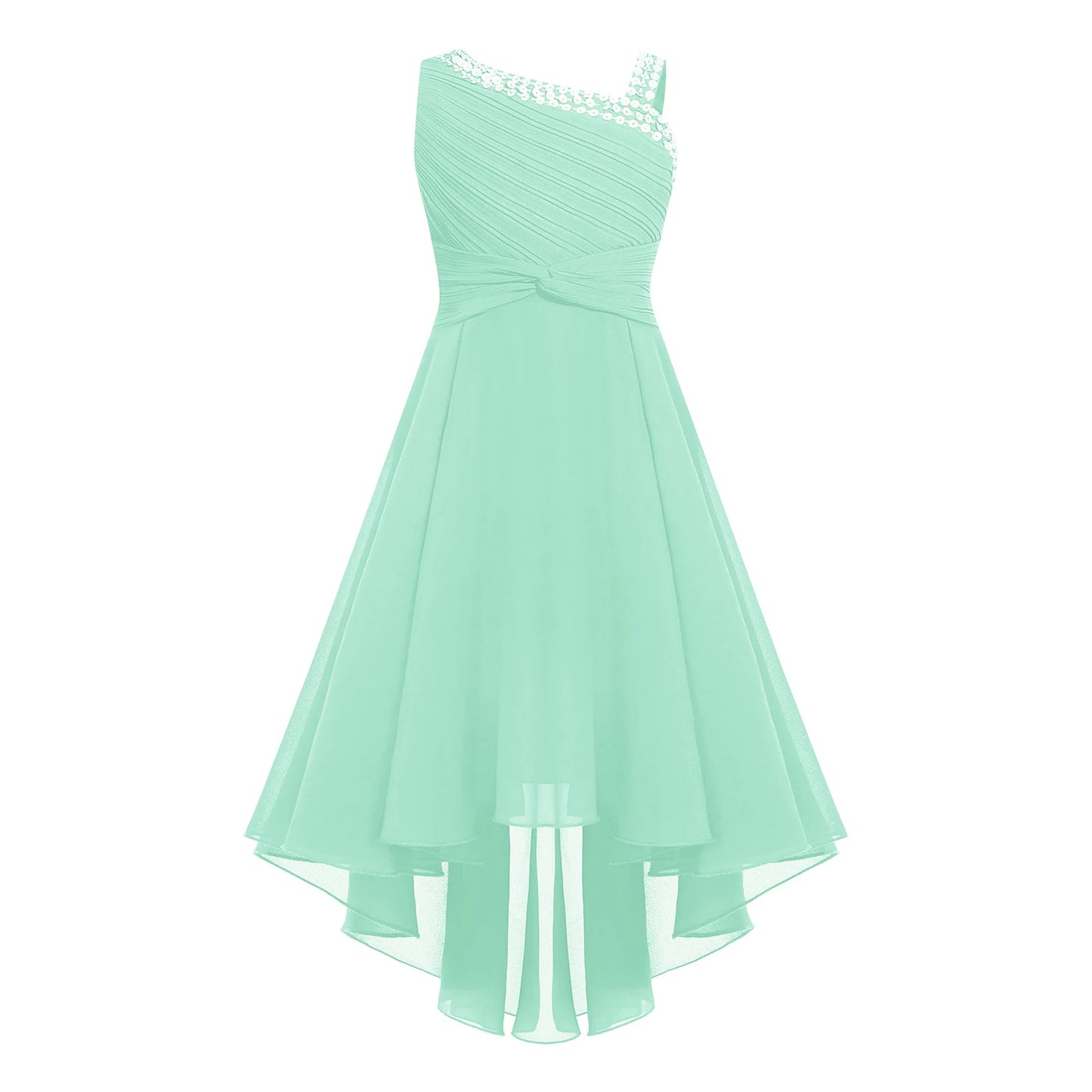 2025 Teens Girl's Dress for Wedding Party Sequin One Shoulder Princess Formal Gown for Holy Communion Chiffon Flower Girl Dress