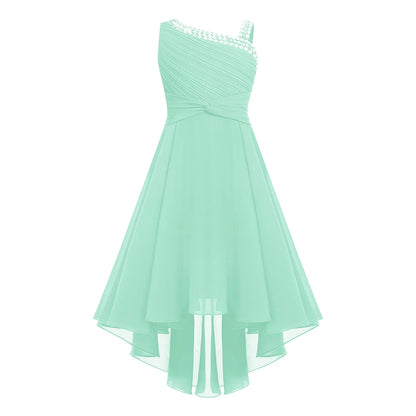 2025 Teens Girl's Dress for Wedding Party Sequin One Shoulder Princess Formal Gown for Holy Communion Chiffon Flower Girl Dress