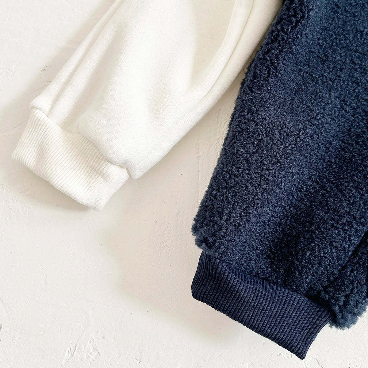2Pcs Baby Boys Clothes New Casual Wear Lamb Wool Children Clothes Long Sleeves Sweatshirt Top Pants Color Block Kids Clothes
