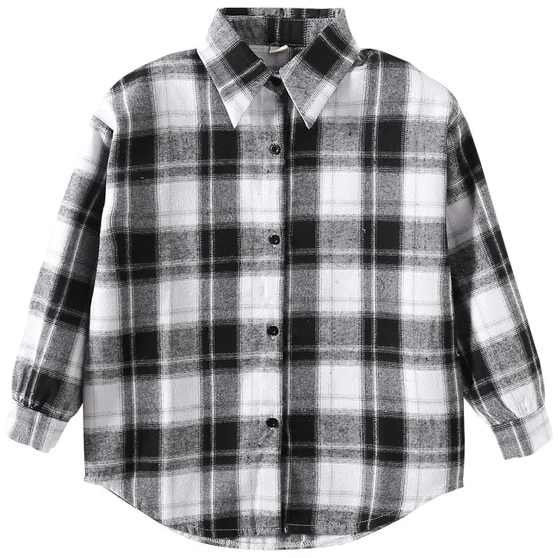 Girls Plaid Shirt 2026 Autumn Girls Clothes Teenage School Shirts for Girls Blouse Casual Children Tops 12 13 14 Kids Clothes