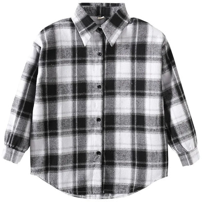 Girls Plaid Shirt 2026 Autumn Girls Clothes Teenage School Shirts for Girls Blouse Casual Children Tops 12 13 14 Kids Clothes