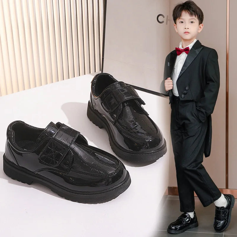 Boys Leather Shoes Spring Autumn Fashion Kids Soft Sole Shoes School Student Performance Flats Big Children's Shoes Black Formal