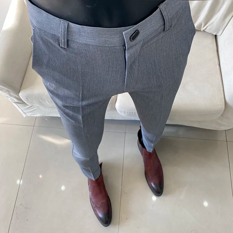 Men Dress Pants Thin Suit Pants Stretch Slim Formal Trousers Calça Masculina Solid Casual Pantalone Hombre Fashion Men Clothing