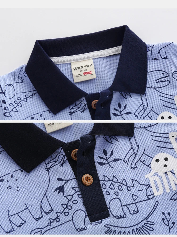 Baby Boy Clothes Summer Short Sleeve Children's Polo Shirts Toddler Kids Cotton T-shirts Boys Lapel Cartoon Tees Kids Sport Tops