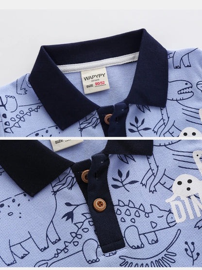 Baby Boy Clothes Summer Short Sleeve Children's Polo Shirts Toddler Kids Cotton T-shirts Boys Lapel Cartoon Tees Kids Sport Tops