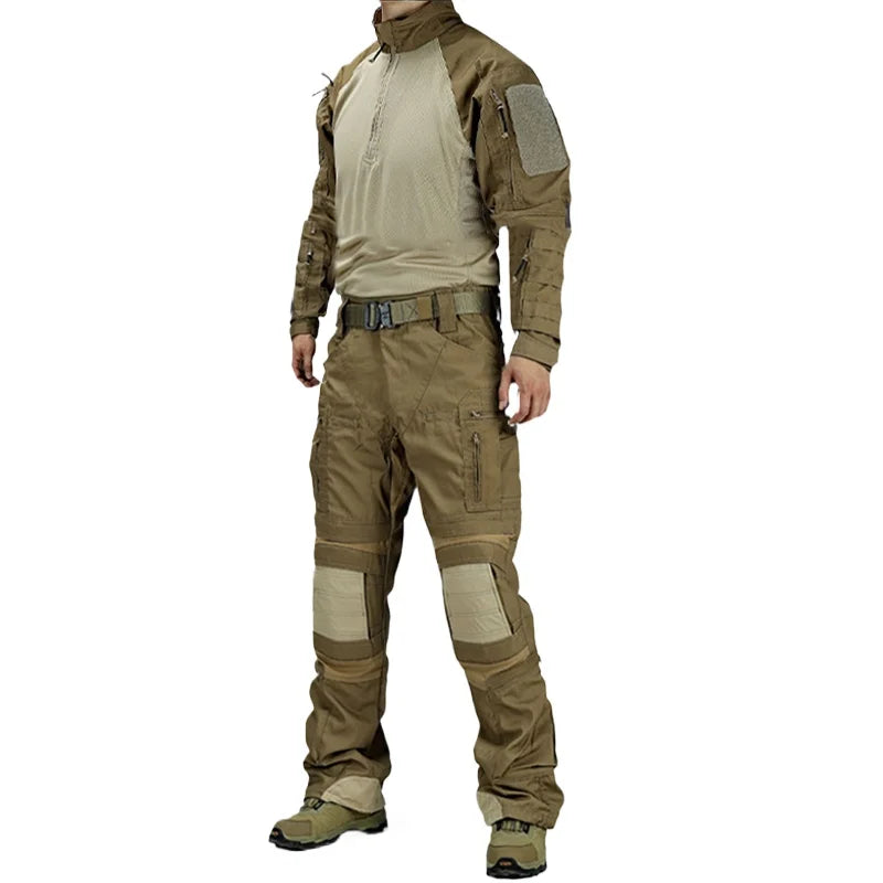 Men Tactical Combat Uniform Suit Multicam Camo Shirt & Pants Set Outdoor Hunting Airsoft Paintball Training Work Clothes