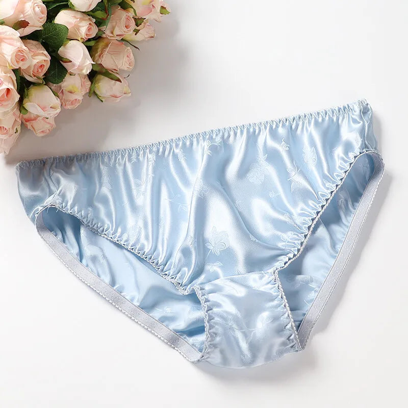 Silk Underwear Women's Large Size XXL e Breathable Antibacterial Low Waist Comfortable Innerwear Daily Use Cartoon Pat...