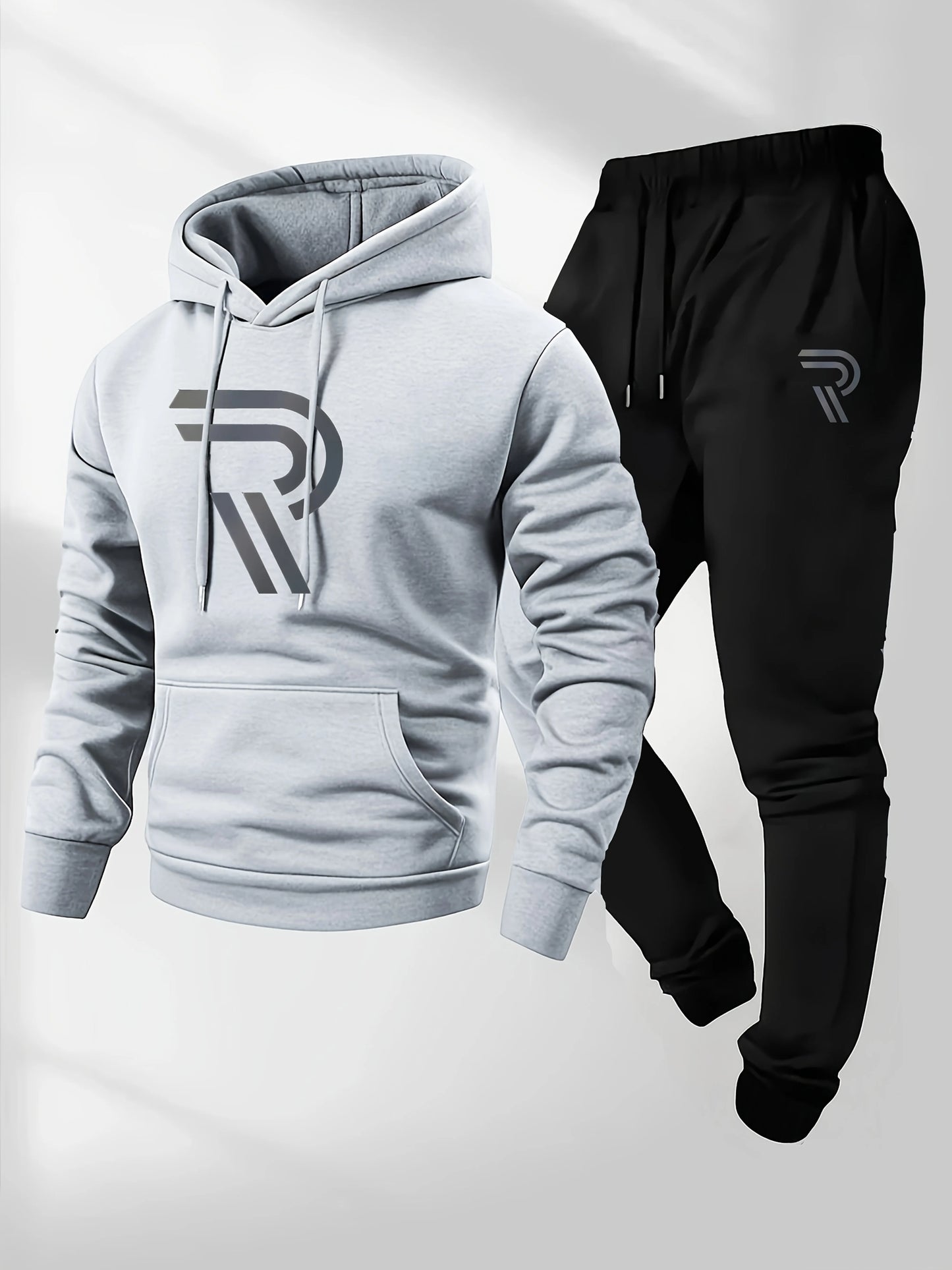 Men'S Casual Fashion Personalized Sports Suit，Includes A Hooded Sweatshirt And Matching Pants