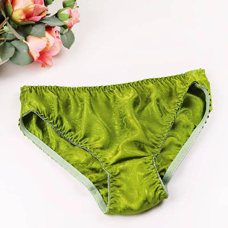 Silk Underwear Women's Large Size XXL e Breathable Antibacterial Low Waist Comfortable Innerwear Daily Use Cartoon Pat...